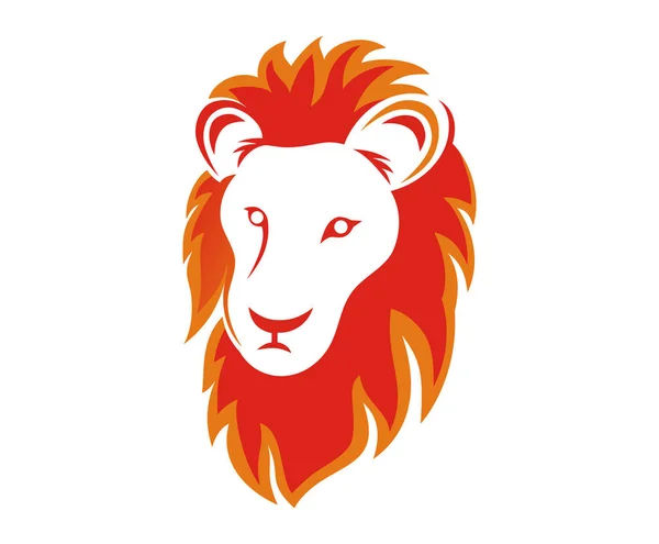 Illustration Conception Logo Silhouette Tête Lion Couleur Flamme Orange Rouge — Image vectorielle