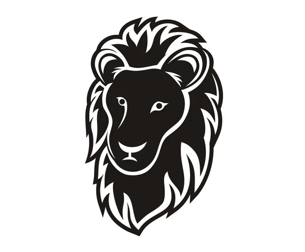 Svart Färg Lejon Huvud Silhuett Logo Design Illustration Med Konsten — Stock vektor