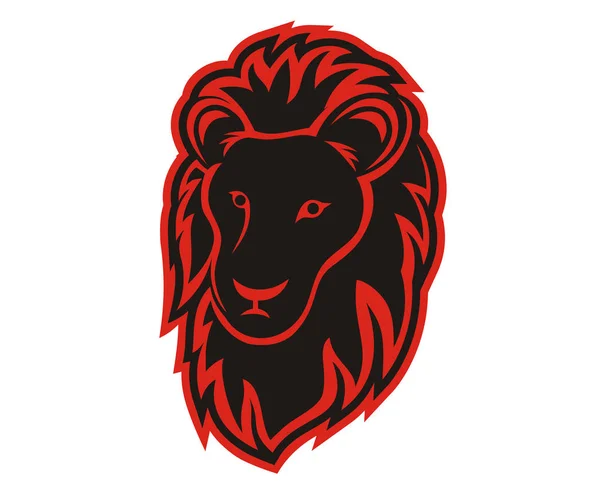 Illustration Conception Logo Silhouette Tête Lion Couleur Rouge Noire Avec — Image vectorielle
