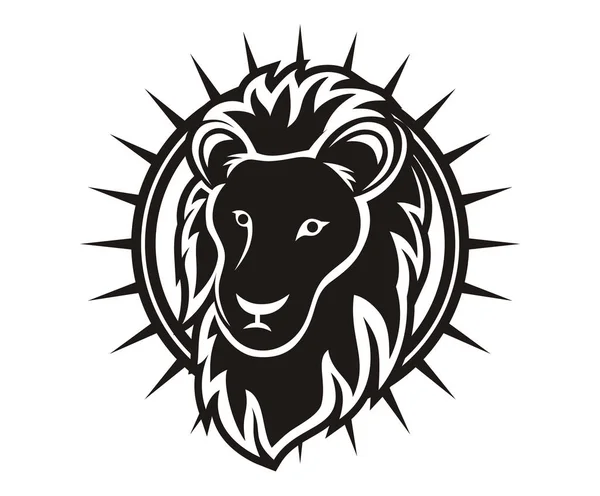 Fekete Színű Oroszlán Fej Silhouette Logo Design Illusztráció Művészet Stílusa — Stock Vector