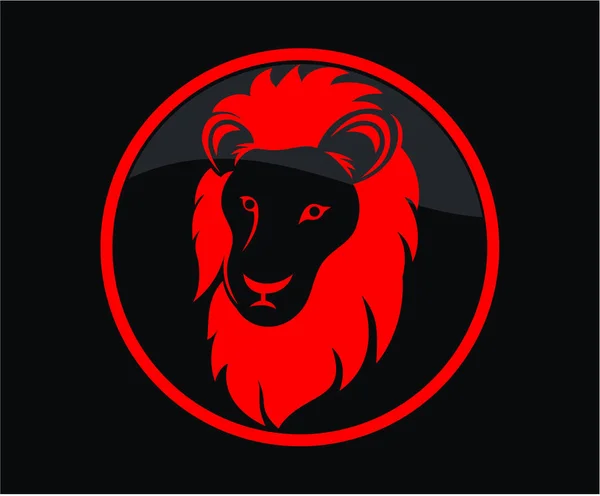 Silhouette Tête Lion Couleur Rouge Noire Dans Illustration Conception Logo — Image vectorielle