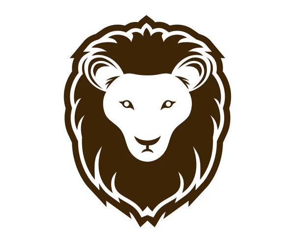 Illustration Conception Logo Silhouette Tête Lion Couleur Brune Avec Style — Image vectorielle