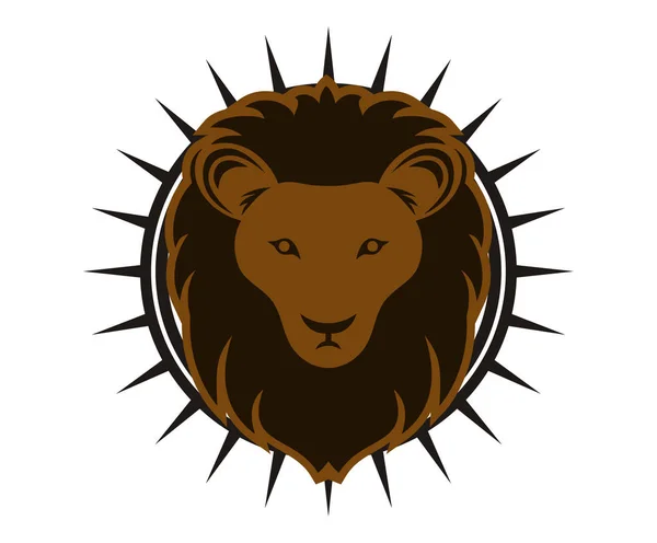 Illustration Conception Logo Silhouette Tête Lion Couleur Brune Avec Style — Image vectorielle