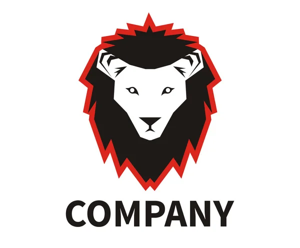 Illustration Conception Logo Silhouette Tête Lion Couleur Noire Rouge Avec — Image vectorielle