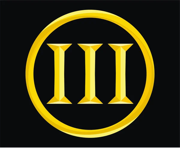 Numero Romano Tipo Tre Alfabeto Lettera Logo Marchio Iconico Disegno — Vettoriale Stock