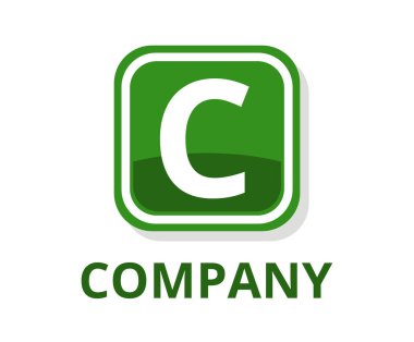yeşil renk gözlük kutusu düğmesini web logo grafik tasarım modern temiz tarzı ile ilk türü harfi c üstünde o ile profesyonel herhangi bir şirket için kare