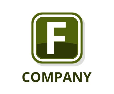 koyu yeşil renkli gözlük kutusu düğmesini web logo grafik tasarım modern temiz tarzı ile ilk türü harf f üstünde o ile profesyonel herhangi bir şirket için kare