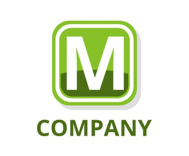 yeşil kireç renkli gözlük kutusu düğmesini web logo grafik tasarım modern temiz tarzı ile ilk türü mektup m üstünde o ile profesyonel herhangi bir şirket için kare