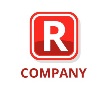 Kırmızı renk gözlük kutusu düğmesini web logo grafik tasarım modern temiz tarzı ile ilk türü harf r üstünde o ile profesyonel herhangi bir şirket için kare