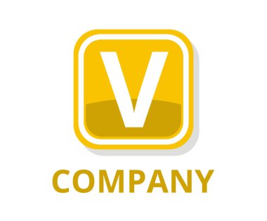 altın rengi gözlük kutusu düğmesini web logo grafik tasarım modern temiz tarzı ile ilk türü harf v üstünde o ile profesyonel herhangi bir şirket için kare