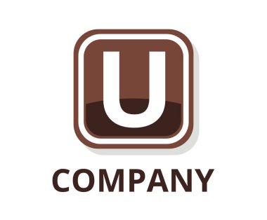 kahverengi renk gözlük kutusu düğmesini web logo grafik tasarım modern temiz tarzı ile ilk türü harf u üstünde o ile profesyonel herhangi bir şirket için kare