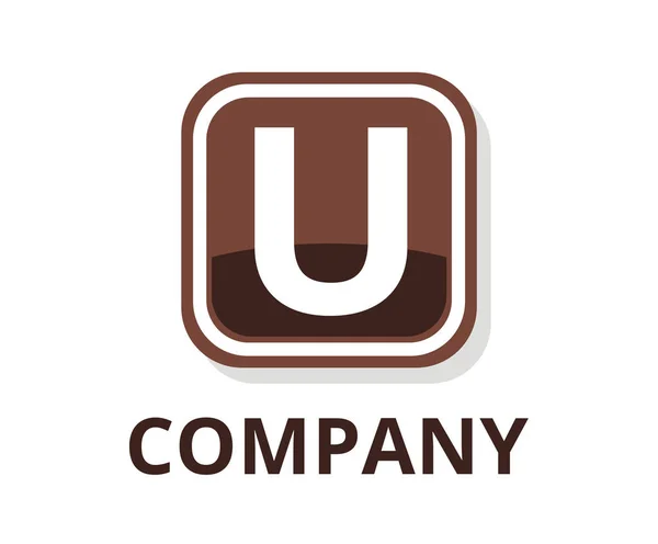 Brown Color Glasses Square Box Button Web Logo Graphic Design — Stock Vector