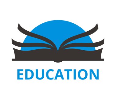 kitap siluet Kütüphane insanlar öğrenci baş mezuniyetten Akademik Eğitim Okulu Üniversitesi Tasarım simgesi illüstrasyon logo tasarım konsepti için geri renk mavi ve siyah