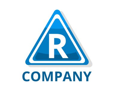 ilk türü harf r üstünde o ile profesyonel herhangi bir şirket için renk gözlük üçgen düğmesini web logo grafik tasarım modern temiz tarzı ile mavi