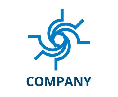 mavi renk siklon şekilden hattı gibi kara delik logo tasarlamak teknoloji şirketi, kurumsal güvenlik veya herhangi bir kullanım için.