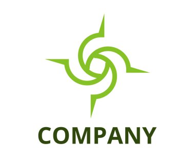 yeşil renk siklon şekilden hattı gibi kara delik logo tasarlamak teknoloji şirketi, kurumsal güvenlik veya herhangi bir kullanım için.