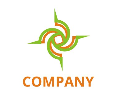 turuncu ve yeşil renk siklon şekilden hattı gibi kara delik logo tasarlamak teknoloji şirketi, kurumsal güvenlik veya herhangi bir kullanım için.