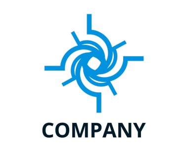 mavi renk siklon şekilden hattı gibi kara delik logo tasarlamak teknoloji şirketi, kurumsal güvenlik veya herhangi bir kullanım için.
