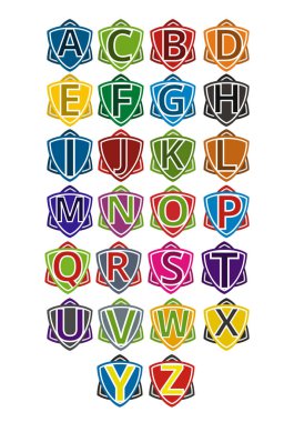renkli renk basit üçgen kalkan şekli altıgen yıldız logo grafik tasarım koruması veya güvenlik şirketi ilk türü harf alfabe üstünde o ile temiz modern tarzı ile