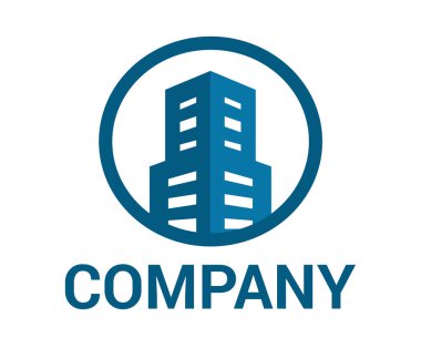 mavi renk ev Emlak Mimarlık İnşaat perakende Emlak Daire şirket logo tasarım kavramı vektör çizim kule siluet bina konut