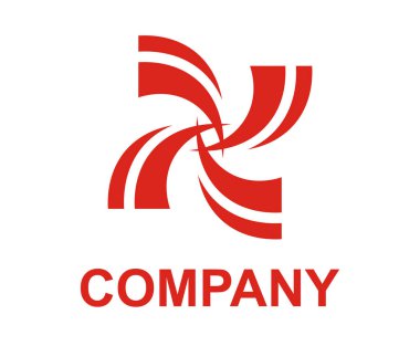 Kırmızı renk şerit şekli gibi twister ok fan çevirmek gibi yol veya yol logo tasarım fikir konsept illüstrasyon için herhangi bir sigorta primi kurumsal soyut