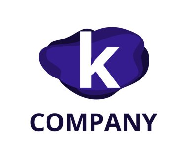 Lacivert renk soyut kimyasal sıvı su logo grafik tasarım fikir illüstrasyon temiz modern tarzı ile profesyonel herhangi bir firma ile ilk tip mektup k üstünde o