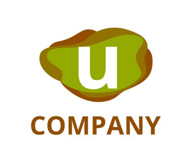 yeşil ve kahverengi renk soyut kimyasal sıvı su logo grafik tasarım fikir illüstrasyon temiz modern tarzı ile ilk türü harf u üstünde o ile profesyonel herhangi bir şirket için