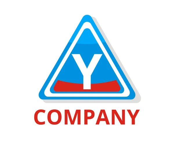 Colore Blu Rosso Occhiali Triangolo Pulsante Web Logo Design Grafico — Vettoriale Stock
