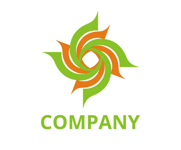 Narancssárga Zöld Színű Ciklon Alakzatot Vonal Mint Virág Lyuk Logo — Stock Vector