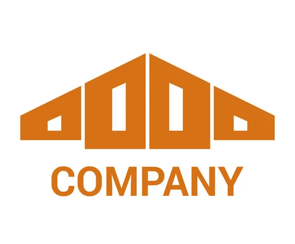 Orange Color House Building Architecture Construction Shape Geometric Mark Logo - Stok Vektor