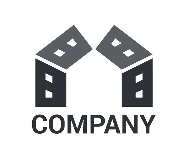 Grey Color House Building Architecture Construction Shape Geometric Mark Logo — Stock Vector
