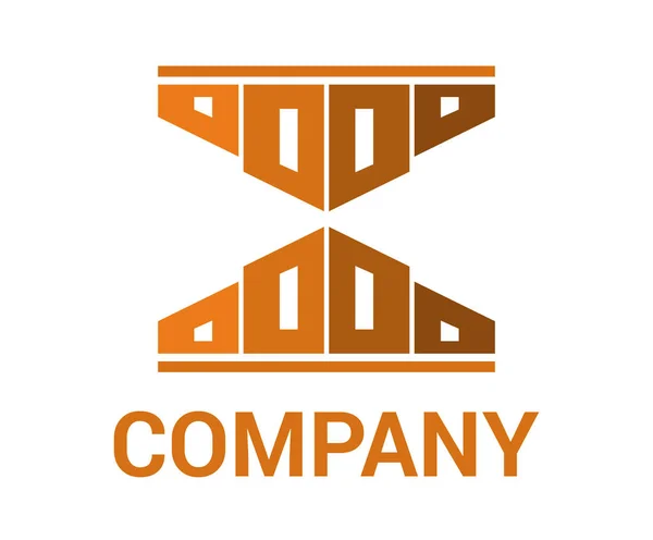 Πορτοκαλί Χρώμα Σπίτι Κτίριο Αρχιτεκτονική Κατασκευή Σχήμα Γεωμετρικά Σήμα Λογότυπο — Διανυσματικό Αρχείο