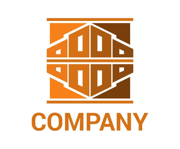 Couleur Orange Maison Bâtiment Architecture Construction Forme Géométrique Marque Logo — Image vectorielle