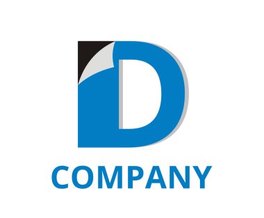 mavi renk soyut etiket katlama kağıt üzerinde köşe logo grafik tasarım fikir illüstrasyon temiz modern tarzı ile herhangi bir profesyonel iş firma ile ilk türü mektup üzerinde d