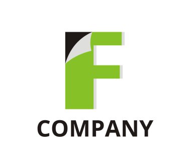 yeşil renk soyut etiket kat kağıda köşe logo grafik tasarım fikir illüstrasyon temiz modern tarzı ile herhangi bir profesyonel iş Şirket ilk türü harf f üstünde o ile
