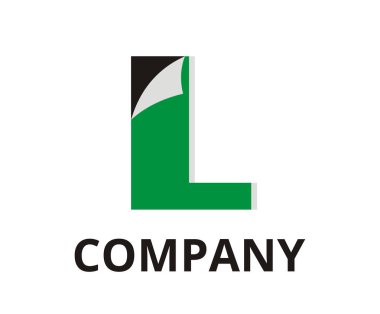 yeşil renk soyut etiket kat kağıda köşe logo grafik tasarım fikir illüstrasyon temiz modern tarzı ile herhangi bir profesyonel iş Şirket ilk türü mektup l üstünde o ile