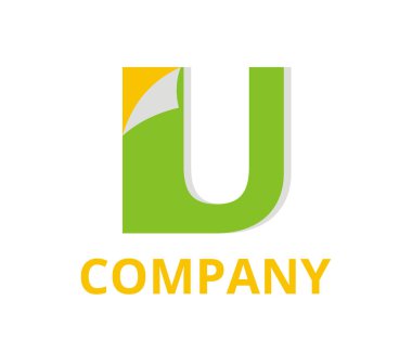 yeşil renk soyut etiket kat kağıda köşe logo grafik tasarım fikir illüstrasyon temiz modern tarzı ile herhangi bir profesyonel iş Şirket ilk türü harf u üstünde o ile