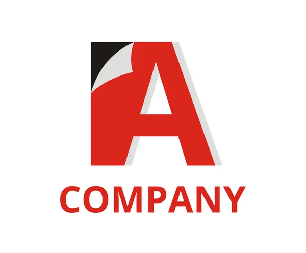 Colore Rosso Adesivo Astratto Piega Carta Angolo Logo Grafica Idea — Vettoriale Stock