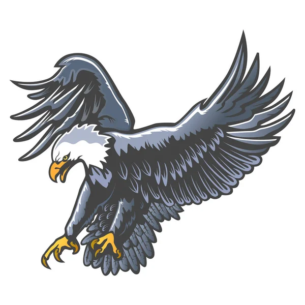 Kartal amblemi beyaz vektör illüstrasyon izole. Özgürlüğün Amerikan sembolü. Şahin, Retro renkli logo.