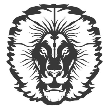 siyah beyaz bir aslan baş logo. vektör çizim maskotu ve dövme veya t-shirt bir grafik için ideal olmasıdır..