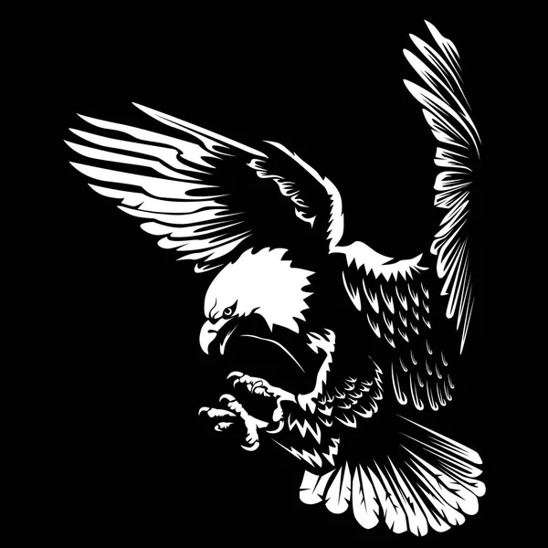 Kartal amblemi beyaz vektör illüstrasyon izole. Özgürlüğün Amerikan sembolü. Şahin, Retro renkli logo.