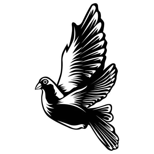 Dove Geïsoleerd Witte Vectorillustratie Embleem Van Vogel Het Logo Van — Stockvector