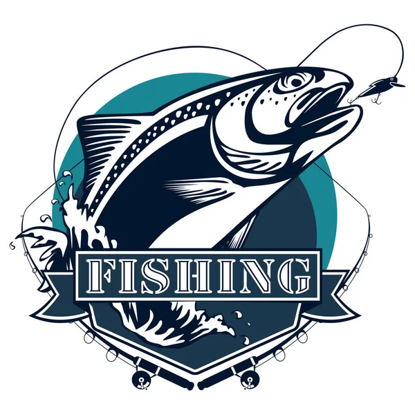 Fishing Logo Bass Fish Rod Club Emblem Fishing Theme Vector Stock