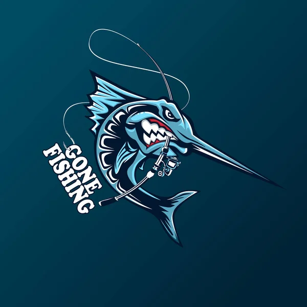 Logo Pez Marlín Enojado Emblema Pesca Marlin Para Club Deportivo — Vector de stock