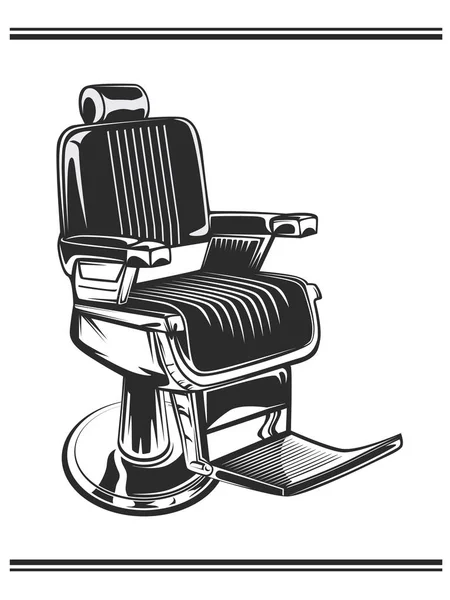 理髪店の椅子のモノクロ カラー イラスト クロム要素と革 白い背景に分離 — ストックベクタ