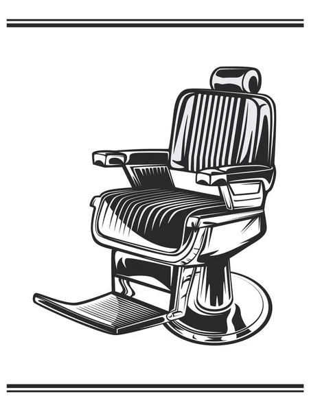 Ilustração Cor Monocromática Cadeira Barbearia Couro Com Elementos Cromados Isolado — Vetor de Stock