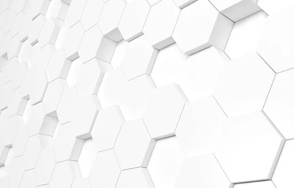 White hexagon 3D background texture. 3d rendering illustration. Futuristic abstract banner.