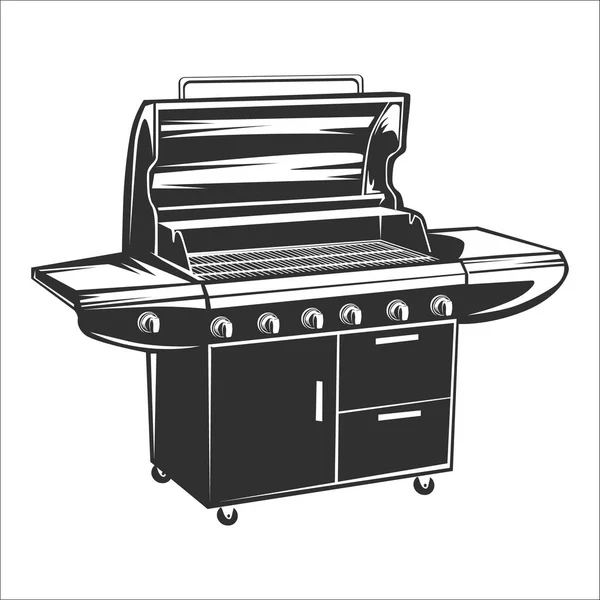 Bbq Grill Vintage Logo Isolated White Background Vector Illustration — Stock Vector