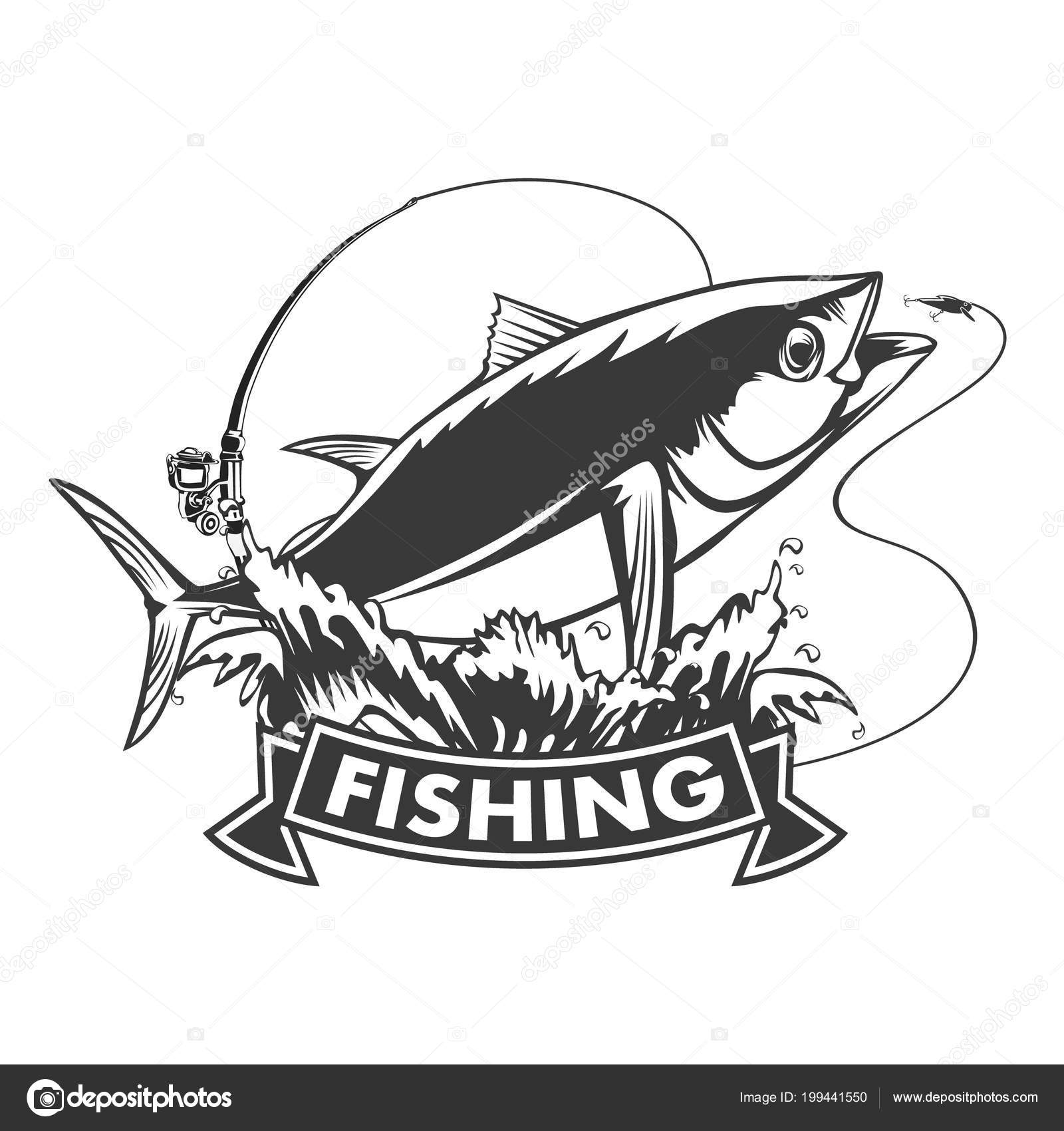Tuna Big Fishing White Logo Illustration Illustration Can Used
