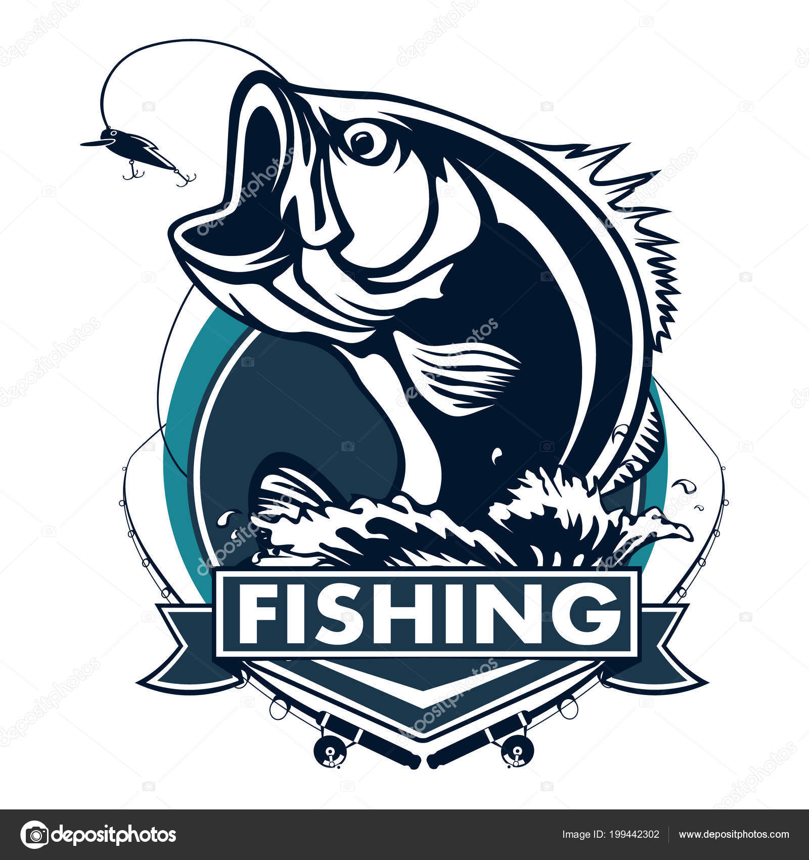 Download Fishing Logo Bass Fish Rod Club Emblem Fishing Theme ...